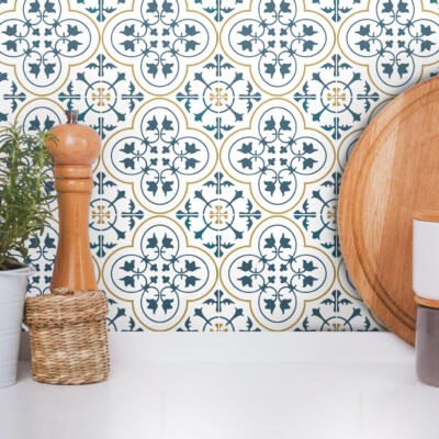 Tile stickers with traditional tile pattern