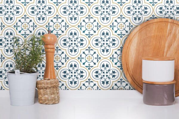 Tile stickers with traditional tile pattern